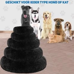 Pawzle Hondenmand - Donut Hondenkussen - Kattenmand - Bed Voor Honden & Katten - Wasbaar - 60cm - Zwart -Katten Hondenbenodigdheden Winkel 1200x1200 738