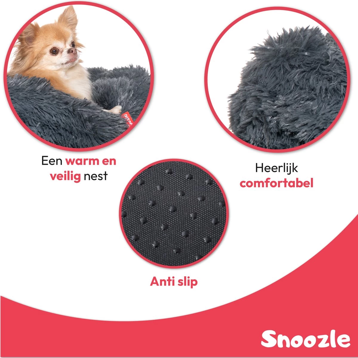 Snoozle Donut Hondenmand - Zacht En Luxe Hondenkussen - Wasbaar - Fluffy - Hondenmanden - 50cm - Grijs 5 Snoozle Donut Hondenmand - Zacht En Luxe Hondenkussen - Wasbaar - Fluffy - Hondenmanden - 50cm - Grijs - Afbeelding 3