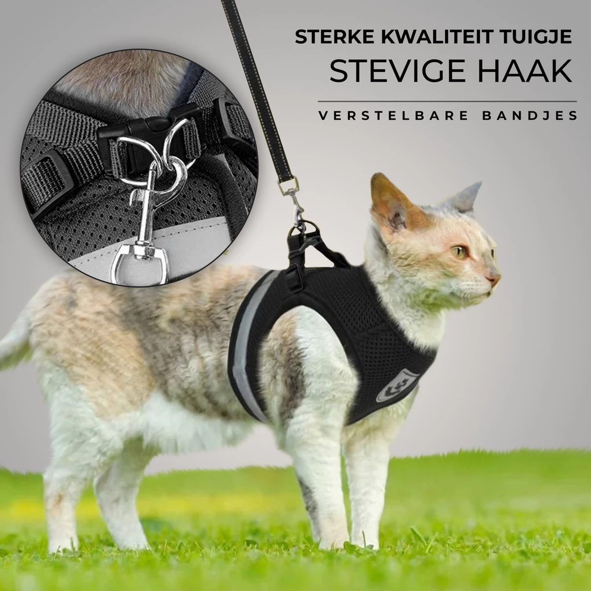 Ease Store Kattentuigje – Maat S – Met Looplijn – Kittentuigje – Dierentuigje – Hondentuigje – Reflecterend – Zwart 4 Ease Store Kattentuigje – Maat S – Met Looplijn – Kittentuigje – Dierentuigje – Hondentuigje – Reflecterend – Zwart - Afbeelding 2