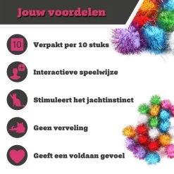 Make Me Purr Glitter Pompon Ballen (10 Stuks) - Kattenspeeltjes - Kattenspeelgoed - Speelgoed Voor Katten - Kat Speeltje Bal - Kitten Speeltjes Balletjes -Katten Hondenbenodigdheden Winkel 1200x1200 923