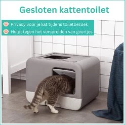Kattenbak - 2 Uitgangen - Kattentoilet - Uitschuifbare Bodem - Met Schepje - Grijs 53 X 40 X 40 Cm -Katten Hondenbenodigdheden Winkel 1200x1200 932