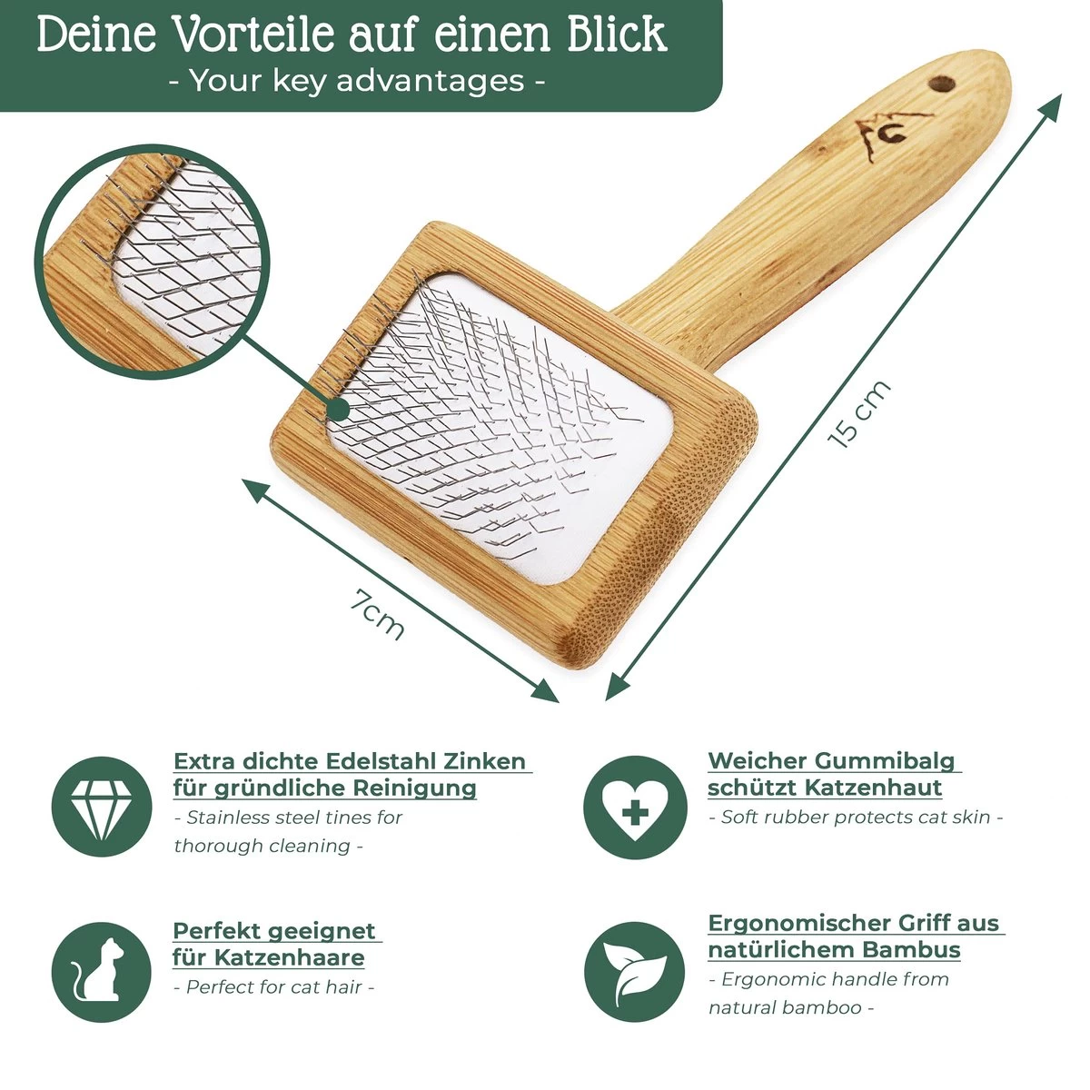 Pfotenolymp® Zachte Borstel Voor Katten - Kattenborstel / Kattenkam Van Bamboe - Bontborstel / Vachtborstel / Kattenhaarborstel - Bontkam Voor Vachtverzorging 4 Pfotenolymp® Zachte Borstel Voor Katten - Kattenborstel / Kattenkam Van Bamboe - Bontborstel / Vachtborstel / Kattenhaarborstel - Bontkam Voor Vachtverzorging - Afbeelding 2