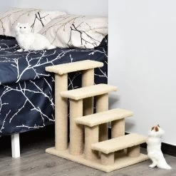 PawHut Dierentrap, Kattentrap, Hondentrap, Trap Voor Katten En Honden, 4 Treden, Beige, 63,5 X 43 X 60 Cm D30-006 -Katten Hondenbenodigdheden Winkel 1200x1200 962