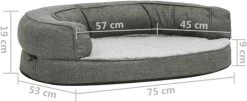 VidaXL Hondenbed Ergonomisch Linnen-look 75x53 Cm Fleece Grijs -Katten Hondenbenodigdheden Winkel 1200x493