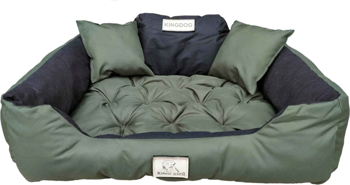 KingDog - Honden- En Kattenbed Met Twee Kussen - Wasbaar - Binnenmaat: 130x100m/ Buitenmaat: 145x115cm- Groen 4 KingDog - Honden- En Kattenbed Met Twee Kussen - Wasbaar - Binnenmaat: 130x100m/ Buitenmaat: 145x115cm- Groen - Afbeelding 2