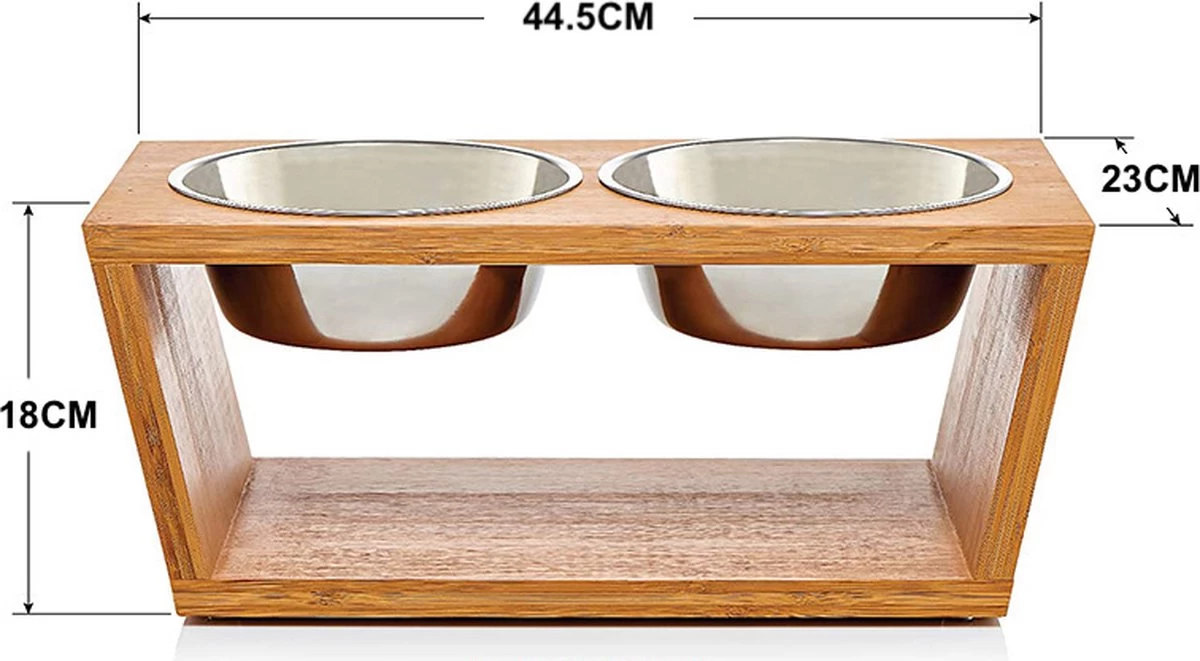 Verhoogde Voerbak Hond Met Standaard - RVS - Bamboe - Waterbak - Etensbak - Inhoud 1100ml & 900ml - Ergonomisch - Hout 5 Verhoogde Voerbak Hond Met Standaard - RVS - Bamboe - Waterbak - Etensbak - Inhoud 1100ml & 900ml - Ergonomisch - Hout - Afbeelding 3