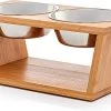 Verhoogde Voerbak Hond Met Standaard - RVS - Bamboe - Waterbak - Etensbak - Inhoud 1100ml & 900ml - Ergonomisch - Hout -Katten Hondenbenodigdheden Winkel 1200x698