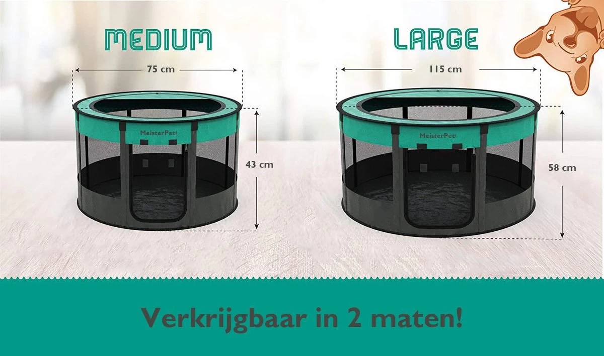 Meisterpets Opvouwbare Puppyren Rond - Extra Stevig - (Ø X H) 75 X 43 Cm - Incl. Gratis Drinkbak! 7 Meisterpets Opvouwbare Puppyren Rond - Extra Stevig - (Ø X H) 75 X 43 Cm - Incl. Gratis Drinkbak! - Afbeelding 5