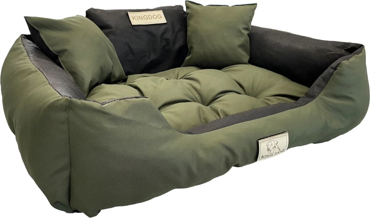 KingDog - Honden- En Kattenbed Met Twee Kussen - Wasbaar - Binnenmaat: 130x100m/ Buitenmaat: 145x115cm- Groen 3 KingDog - Honden- En Kattenbed Met Twee Kussen - Wasbaar - Binnenmaat: 130x100m/ Buitenmaat: 145x115cm- Groen