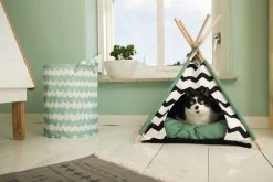 Beeztees Kioni Tipi Tent - Kattenhuis - Zwart/Wit - 50x50x70 Cm -Katten Hondenbenodigdheden Winkel 1200x800 91