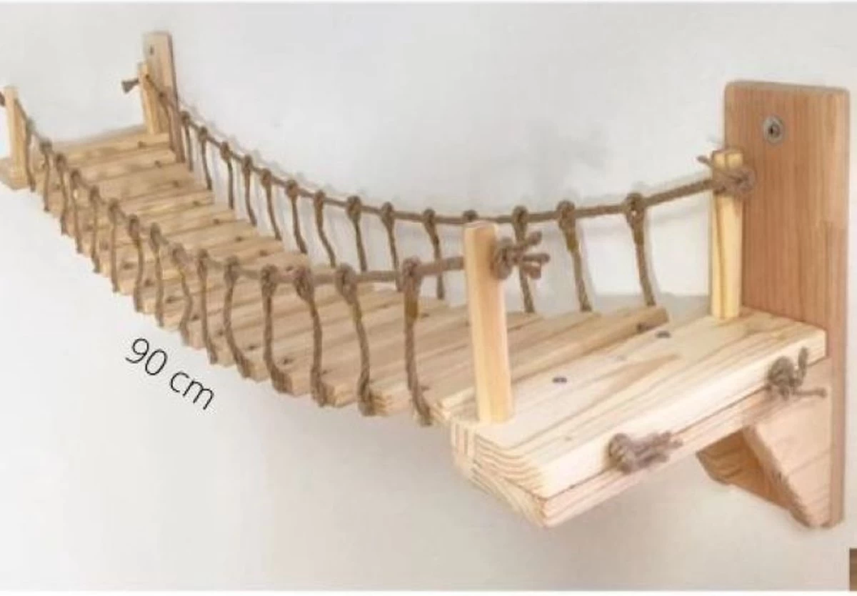 Be-Inspired® Houten Katten Brug – Katten Klimwand – Katten Klimmuur – Katten Muur – Katten Klim Plankjes – Huisdier – Hangmat – Wandmeubel Kat – Wandmontage – Duurzaam – 90 Cm 9 Be-Inspired® Houten Katten Brug – Katten Klimwand – Katten Klimmuur – Katten Muur – Katten Klim Plankjes – Huisdier – Hangmat – Wandmeubel Kat – Wandmontage – Duurzaam – 90 Cm - Afbeelding 7