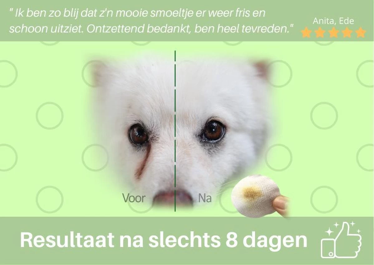 Traansmeer Verwijderaar Hond - Mega Fles - 237ml - Traanstreep Remover - Traansmeer Remover - Tegen Korstjes En Verkleuringen Bij Honden Met Lichte Vacht 4 Traansmeer Verwijderaar Hond - Mega Fles - 237ml - Traanstreep Remover - Traansmeer Remover - Tegen Korstjes En Verkleuringen Bij Honden Met Lichte Vacht - Afbeelding 2