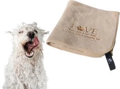 Pepets© – Hondenhanddoek – Honden Handdoek – Microvezel Handdoek – Handdoek Hond – Hondendeken – Droogdoek Hond – Dierendeken – Absorberend – 100*50CM - Beige - GRATIS Zonnebril -Katten Hondenbenodigdheden Winkel 1200x889