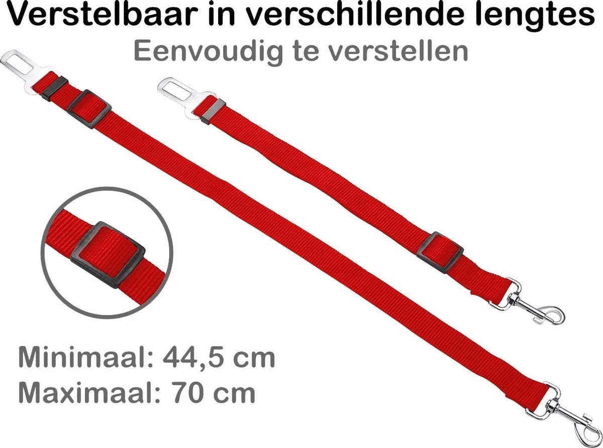 Hondenriem Autogordel Hondentuig Hondengordel Verstelbaar - Rood 5 Hondenriem Autogordel Hondentuig Hondengordel Verstelbaar - Rood - Afbeelding 3