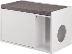 Relaxdays Kattenbak Ombouw - Met Zitkussen - Kattenhuis Wit - Kattenmeubel - Kattenkast -Katten Hondenbenodigdheden Winkel 1200x898 6