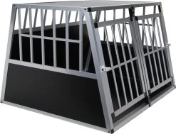 Topmast Autobench Ellipse - XL - 89 X 69 X 50 Cm - Zwart - Aluminium Reisbench Met Tussenschot - Dubbel - Autobench Voor Hond - Autobenches - Reisbench Hond