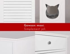WONDERMAKE® Grote Kattenkast Houten Voor Kattenbak Kattentoilet, XL-kattenbak Dressoir Kastje Met Schuiflade, Designer Kattenhuis Met Kattenhol Kattenbakkast, Kasten Kast Voor Katten Binnen Hoog, 51 X 46 X 96 Cm, Wit -Katten Hondenbenodigdheden Winkel 1200x922 13