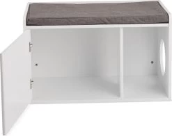 Relaxdays Kattenbak Ombouw - Met Zitkussen - Kattenhuis Wit - Kattenmeubel - Kattenkast -Katten Hondenbenodigdheden Winkel 1200x950