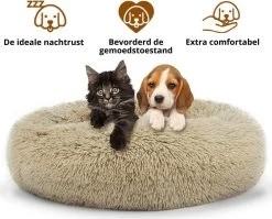 Behave Donut Hondenmand - Hondenkussen - Hondenbed - Kattenmand - Fluffy - Donut - 50cm - Beige -Katten Hondenbenodigdheden Winkel 1200x966 1