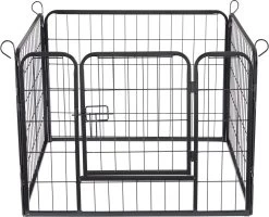 ACAZA Hondenren In 4 Panelen - Hondenkennel - Met Deur - 60 Cm Hoog - Zwart -Katten Hondenbenodigdheden Winkel 1200x973