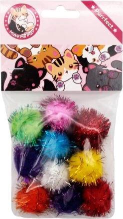 Make Me Purr Glitter Pompon Ballen (10 Stuks) - Kattenspeeltjes - Kattenspeelgoed - Speelgoed Voor Katten - Kat Speeltje Bal - Kitten Speeltjes Balletjes -Katten Hondenbenodigdheden Winkel 677x1200 3
