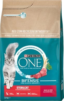 PURINA ONE Sterilcat Katten Droogvoer Met Rundvlees & Tarwe, Adult, 2.8 Kg