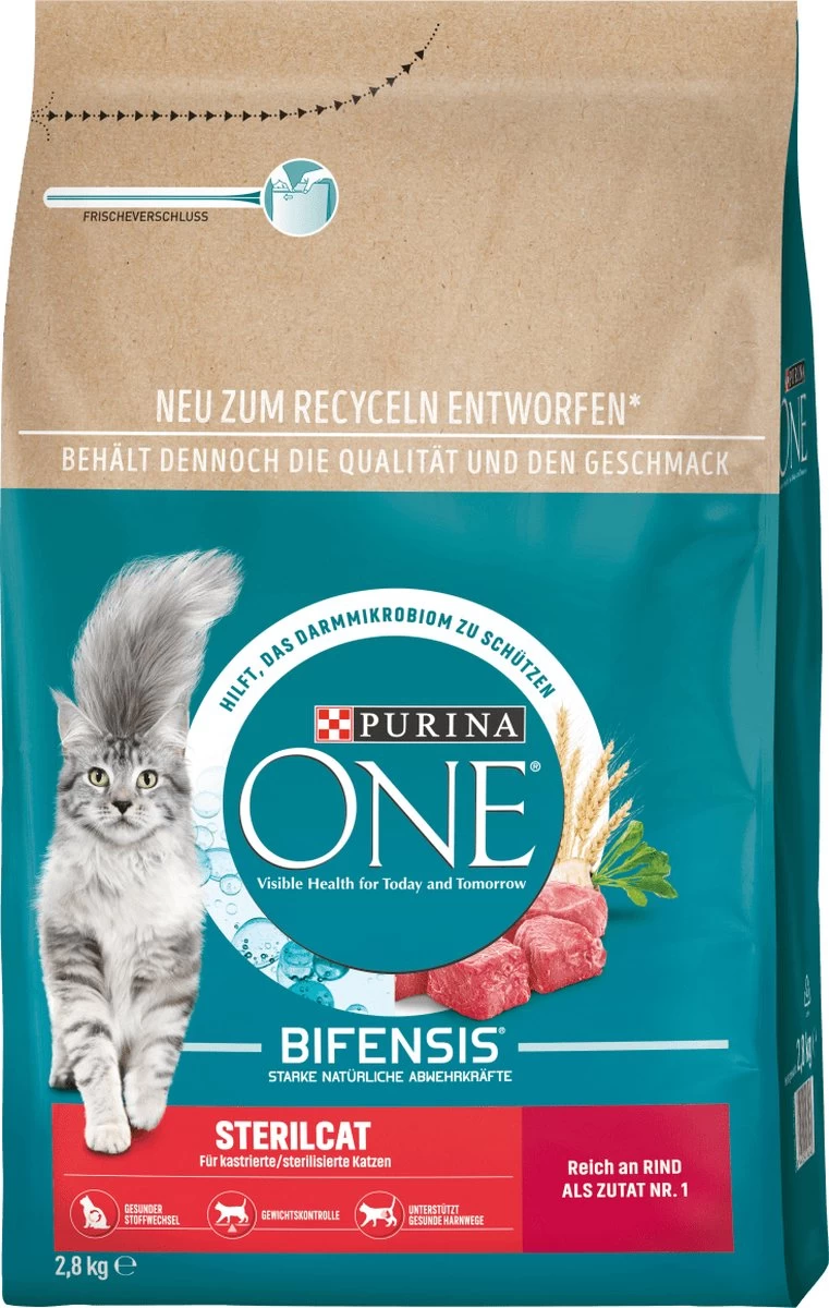 PURINA ONE Sterilcat Katten Droogvoer Met Rundvlees & Tarwe, Adult, 2.8 Kg