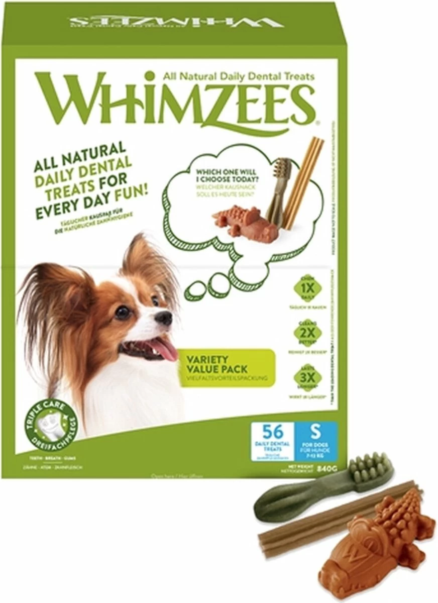 Whimzees Variety Box 840 Gram - 56 Stuks 3 Whimzees Variety Box 840 Gram - 56 Stuks