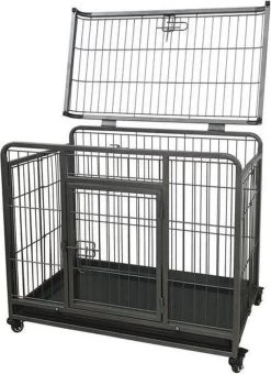 Topmast Heavy Duty Hondenbench Opvouwbaar 123L× 75W × 81H CM + Wielen