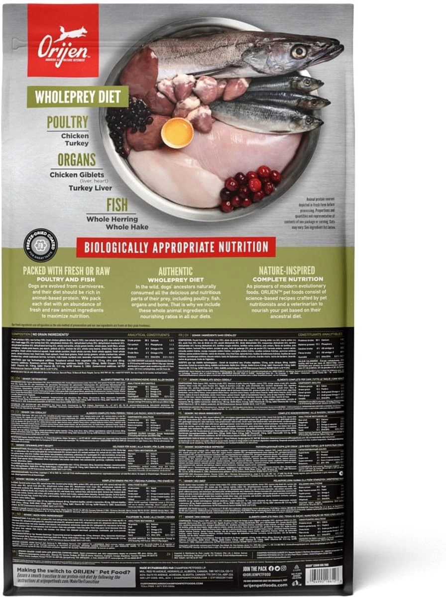 Orijen Whole Prey Senior Dog - Kip & Kalkoen - Hondenvoer - 11.4 Kg 9 Orijen Whole Prey Senior Dog - Kip & Kalkoen - Hondenvoer - 11.4 Kg - Afbeelding 7