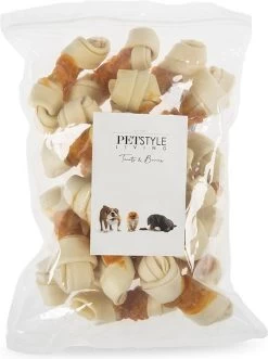 Petstyleliving Geknoopt Bot Met Kip 10-11cm - 20 Stuks - Hersluitbaar - Hondensnacks