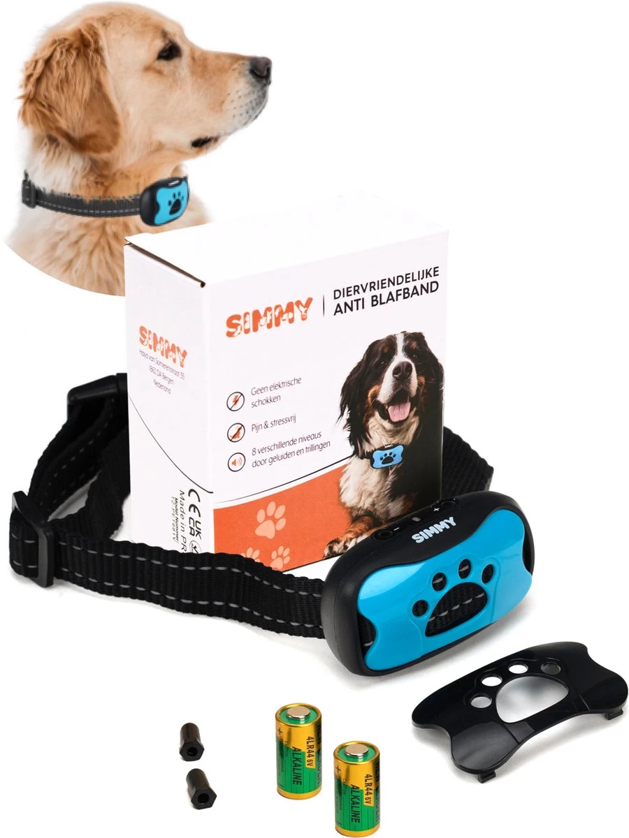 Simmy Anti Blafband - Diervriendelijke Opvoedingshalsband - Zwart En Blauw - Diervriendelijk - Zonder Schok - Anti Blaf Band Voor Grote En Kleine Honden 3 Simmy Anti Blafband - Diervriendelijke Opvoedingshalsband - Zwart En Blauw - Diervriendelijk - Zonder Schok - Anti Blaf Band Voor Grote En Kleine Honden