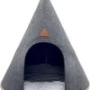 Grey Cat® - Kattenmand - Tipi Kattentent + Kussen - Vilt – Donkergrijs - Ø 57 Cm X 60 Cm -Katten Hondenbenodigdheden Winkel 938x1200 2
