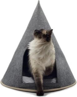 Grey Cat® - Kattenmand - Tipi Kattentent + Kussen - Vilt – Donkergrijs - Ø 57 Cm X 60 Cm -Katten Hondenbenodigdheden Winkel 952x1200