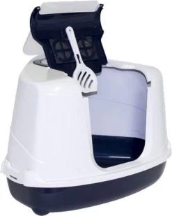 Moderna Flip Hoekkattenbak - Donkerblauw/Wit - 56 X 45 X 39 Cm -Katten Hondenbenodigdheden Winkel 958x1200 2