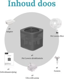 Petlovers - Drinkfontein Kat - Waterfontein Kat - Drinkfontein - Kattenfontein - Fluisterstil - Inclusief 3 GRATIS Filters -Katten Hondenbenodigdheden Winkel 982x1200